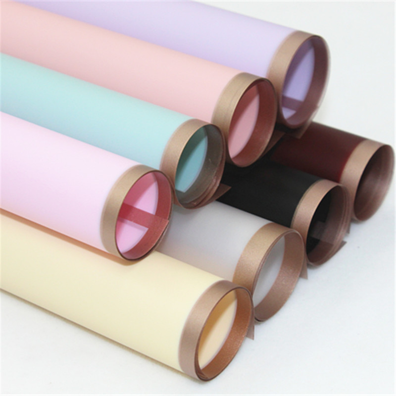 Golden border jelly film matte morning mist flowers gift wrapping paper Floral material Phnom Penh Jelly film wrapped flower paper