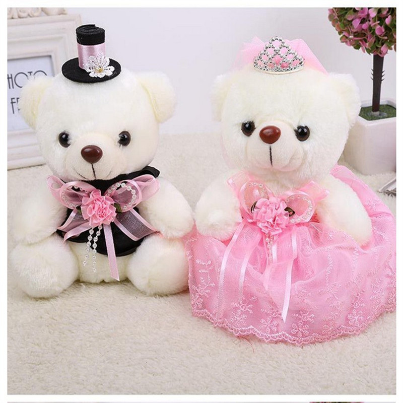 Plush toys Couple wedding bear Wedding car Teddy Bear doll Wedding newlywed press bed doll Doll pair wedding gift