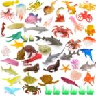 56只仿真海洋动物模型玩具恐龙动物套装螃蟹海豚鲨鱼儿童玩具男C