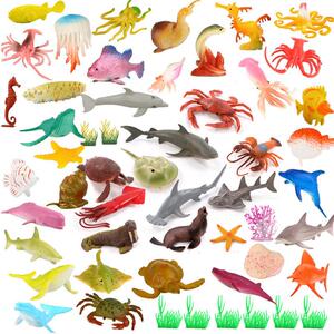 56只仿真海洋动物模型玩具恐龙动物套装螃蟹海豚鲨鱼儿童玩具男C