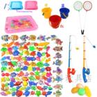 100鱼超大套装 56件儿童益智玩具磁性钓鱼玩具套装 钓鱼戏水玩具C