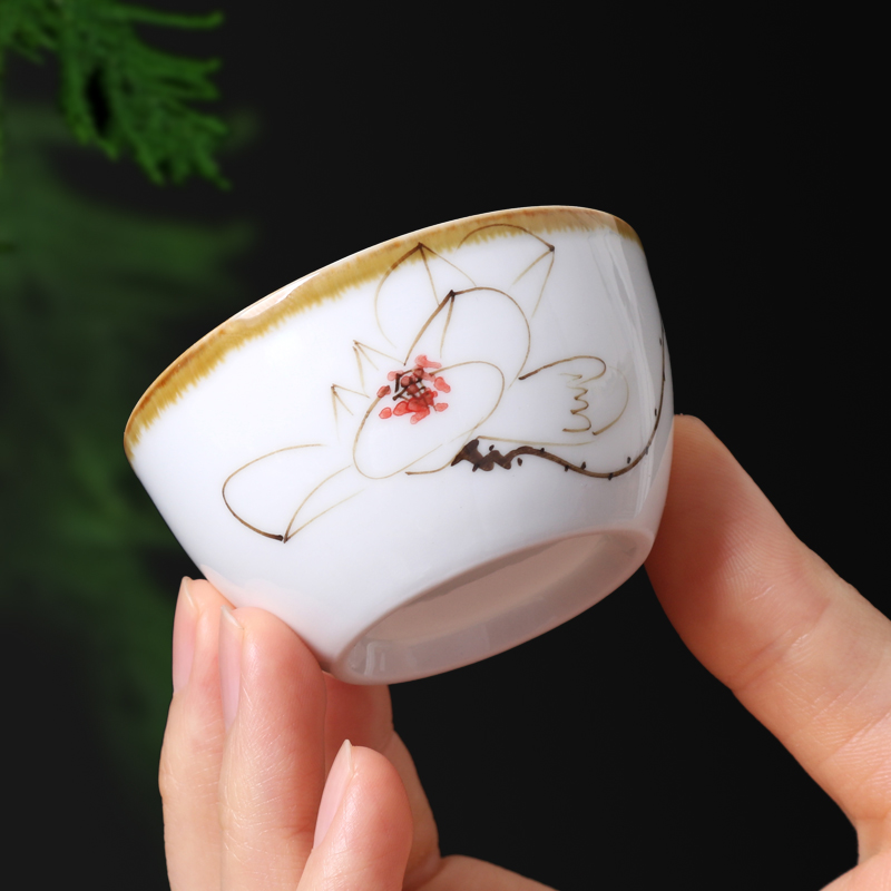 Hand Drawing Kung Fu Small Tea Cup Tea Tea Tea With Green Ceramic Single Master's Cup tea Bamboo Cup Minimalist Tea Bowl Tea Bowl