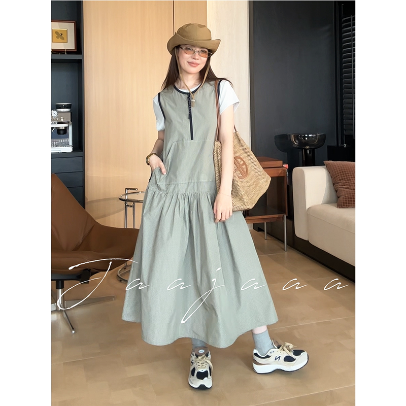 Jaajaaa Early Summer Time Urban Light Outdoor Flexible Functional Style High-Sense Artistic Sleeveless Dress for Women