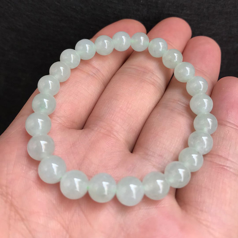 Shan Cheng jade Natural jade A goods Bingqing green round beads jade hand string hand chain bead string