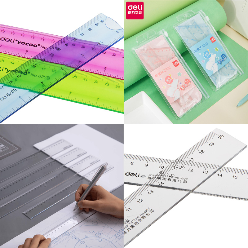 Able Deli grid ruler 20cm ruler 20cm metric instrument 6230 plastic ruler 6220 g ruler student financial drawing system Fine art maths American work measuring ruler Ruler Compass