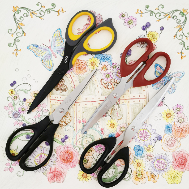 Deli scissors scissors large handle scissors office students kitchen sewing paper cutters stainless steel knives manual size scissors stationery scissors special scissors cutting kitchen scissors