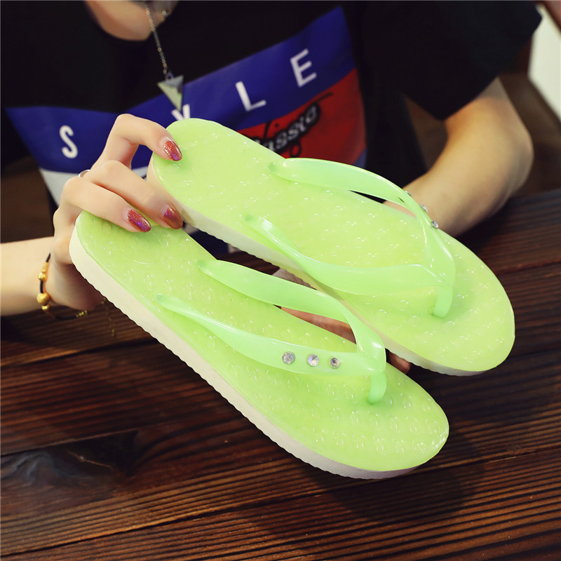 Flip-flop nữ với khoan pinch dép nữ mùa hè thường phẳng với phụ nữ ngoài trời dép và dép dễ thương không trượt giày bãi biển