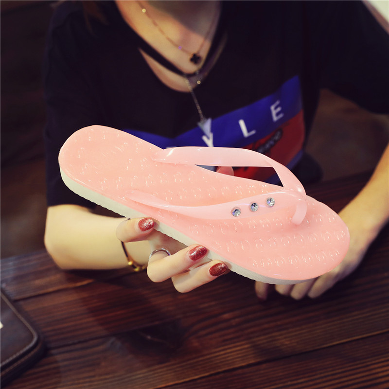 Flip-flop nữ với khoan pinch dép nữ mùa hè thường phẳng với phụ nữ ngoài trời dép và dép dễ thương không trượt giày bãi biển