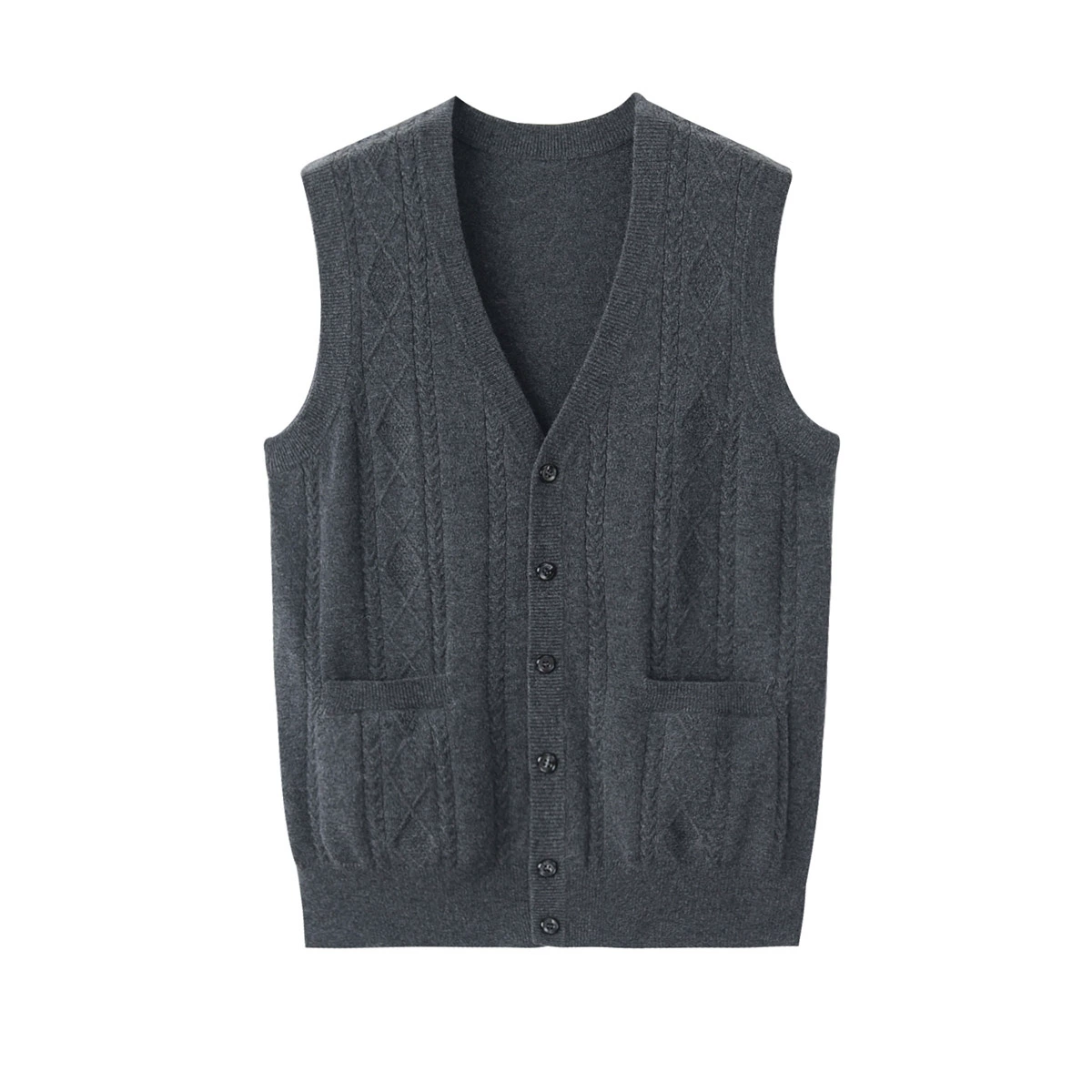 Phong cách Trung Quốc vest nam cashmere V-cổ ve áo dệt kim hở lưng áo rộng giản dị lỏng kích thước lớn vest mùa thu và mùa đông mới - Dệt kim Vest