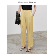 RandomPiece21 spring and summer new Acetate acetic acid classic mid-high waist micro-cone vertical nine-point suit pants