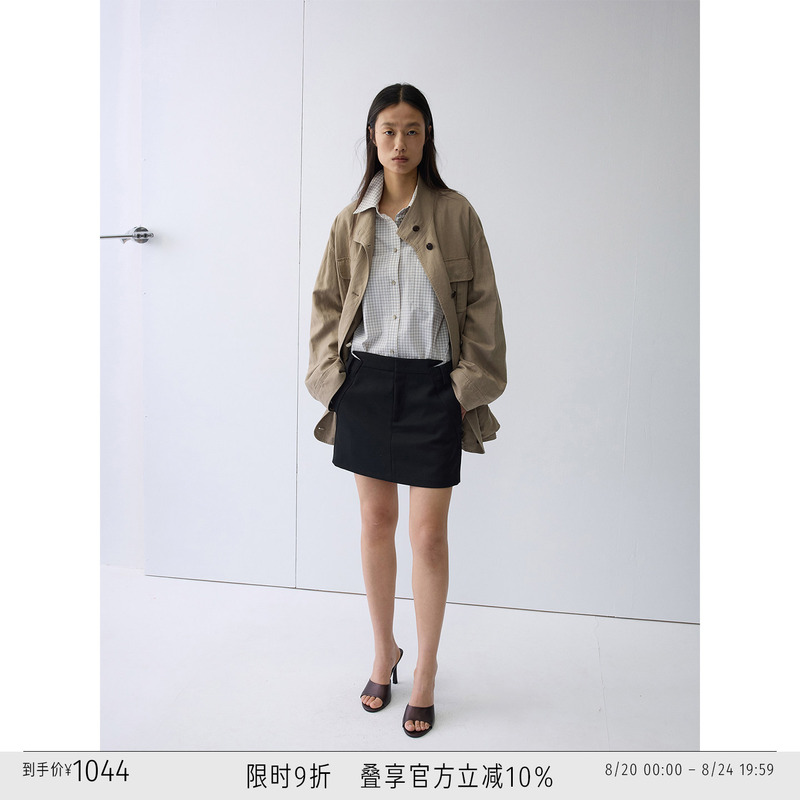 Randompiece26 Spring New Arrival Linen-Cotton Blend Stand Collar Workwear Multi-Pocket Design Drawstring Jacket Randompiece26 Spring New Arrival Linen-Cotton Blend Stand Collar Workwear Multi-Pocket Design Drawstring Jacket