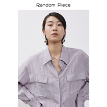 RandomPiece2021 spring silk fabric glossy texture pleated texture long sleeve shirt Women