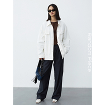 RandomPiece-dyed dark grain full wool drawstring design classic straight loose handsome casual trousers