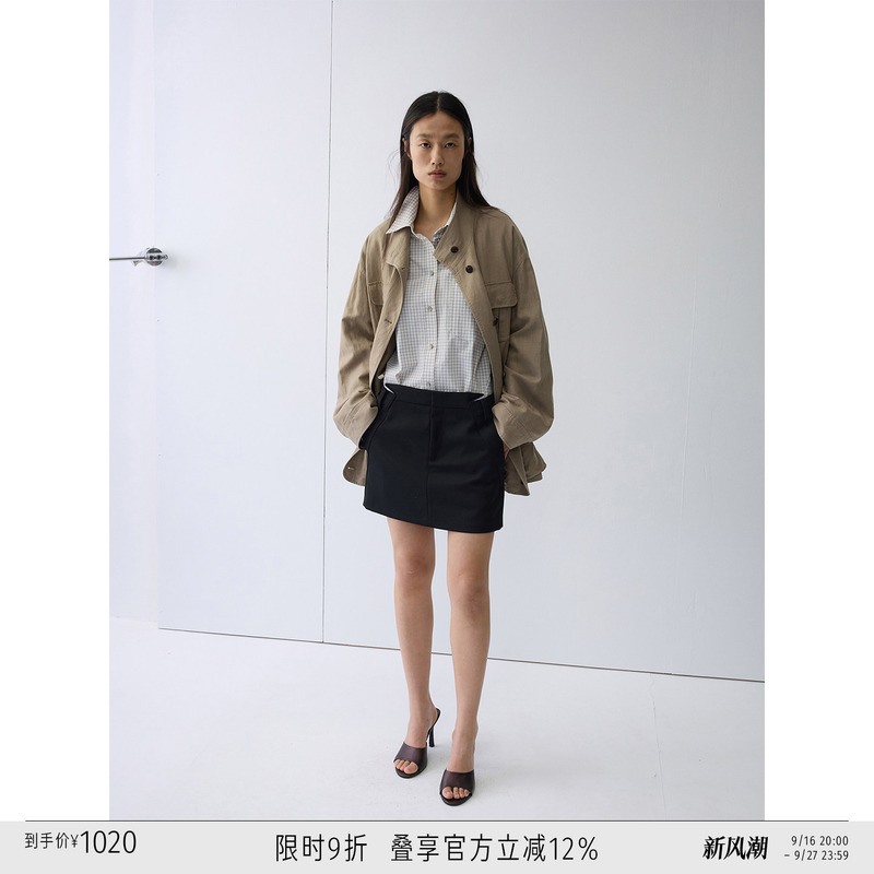 Randompiece26 Spring New Arrival Linen-Cotton Blend Stand Collar Workwear Multi-Pocket Design Drawstring Jacket Randompiece26 Spring New Arrival Linen-Cotton Blend Stand Collar Workwear Multi-Pocket Design Drawstring Jacket