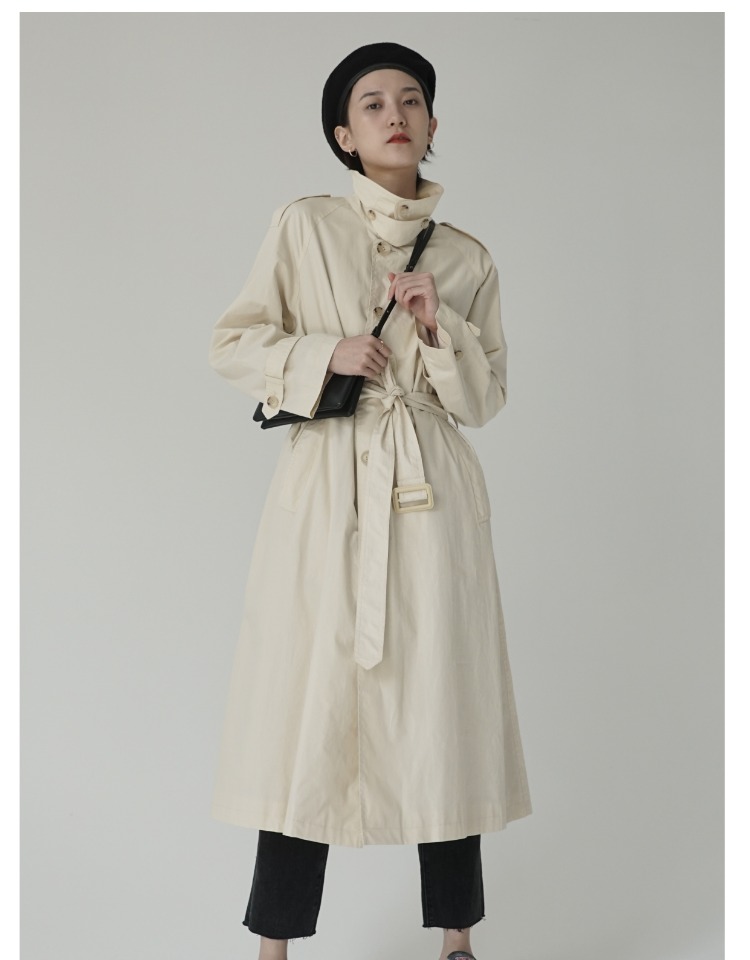 RandomPiece 2018 mùa xuân cao cấp cotton phần mỏng lỏng màu sắc tươi dài rãnh dài áo áo khoác nữ hàn quốc