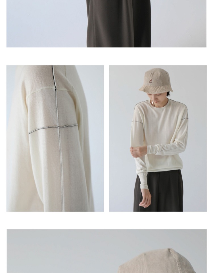 [RandomPiece2018FW] Đức worsted len đầy đủ tương phản inlay lỏng vòng cổ áo thun áo len ao len nu