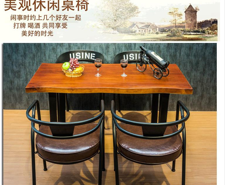 Bàn ăn và ghế retro của Mỹ kết hợp sáng tạo phong cách thủ công đồ nội thất nhà hàng sắt rèn nhà hàng gỗ rắn bàn cafe - Đồ gỗ ngoài trời ghế ngồi ngoài trời