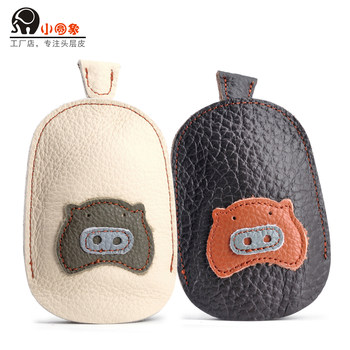Small round elephant key bag first layer cowhide