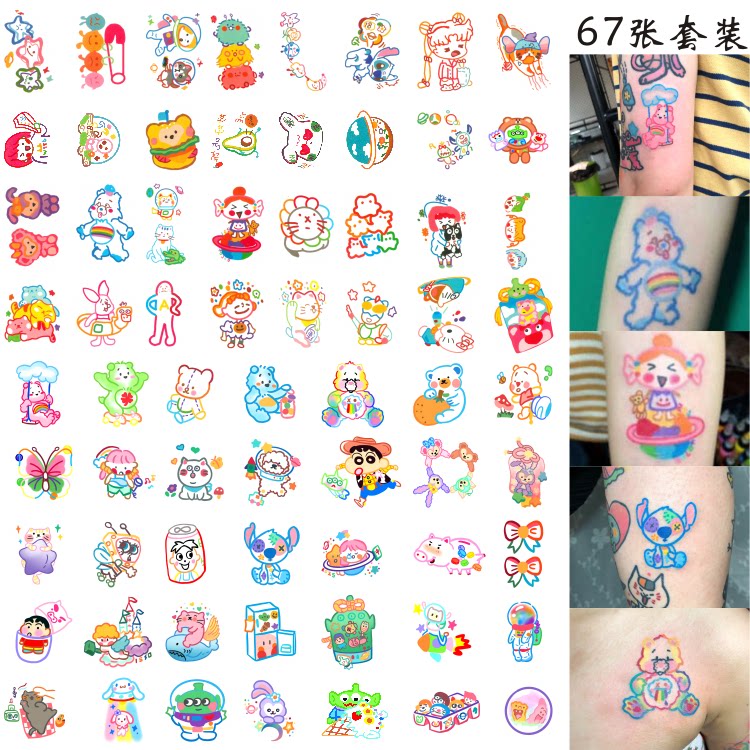 67 colored bear tattoos with waterproof girls persistent in air pattern small fresh girls cute tattoo stickers
