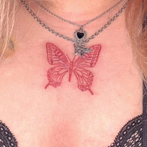 Red butterfly chest sexy tattoo stickers for women lasting small fresh pattern one piece for two