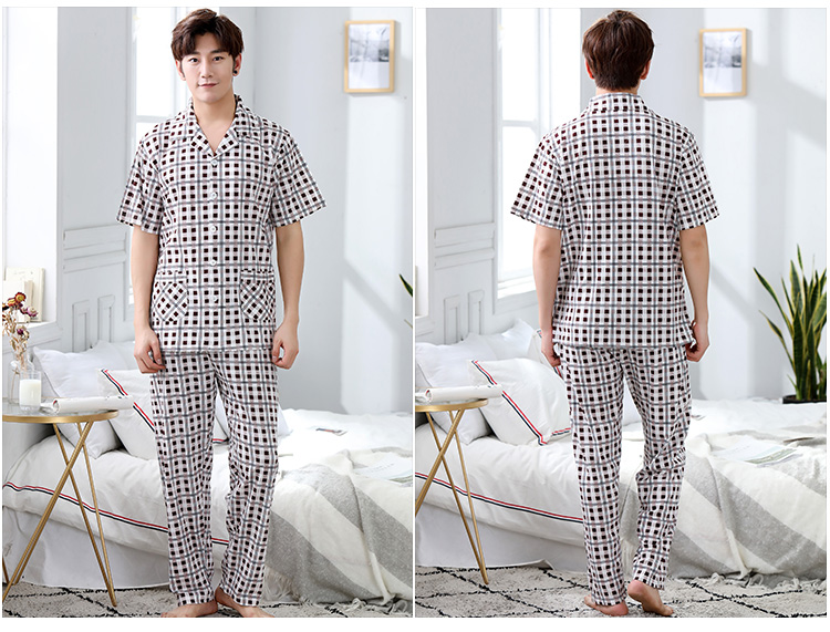 100% cotton đồ ngủ nam tay ngắn quần mỏng phần mùa hè nam cộng với phân bón XL cotton nhà phù hợp với dịch vụ đồ ngủ nam hàn quốc