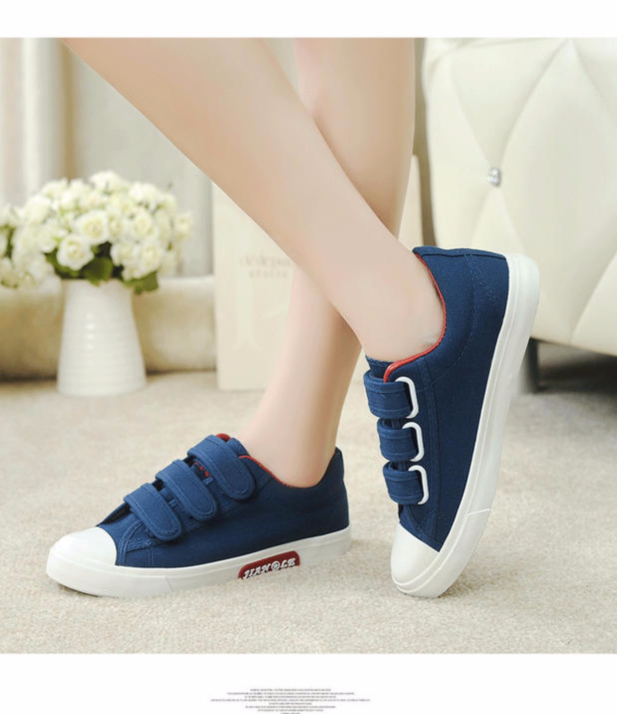 Mùa hè 2018 thấp giúp giày vải nữ phiên bản Hàn Quốc của khóa Velcro giày thông thường thủy triều dính khóa phẳng màu phù hợp với giày sinh viên giầy thể thao