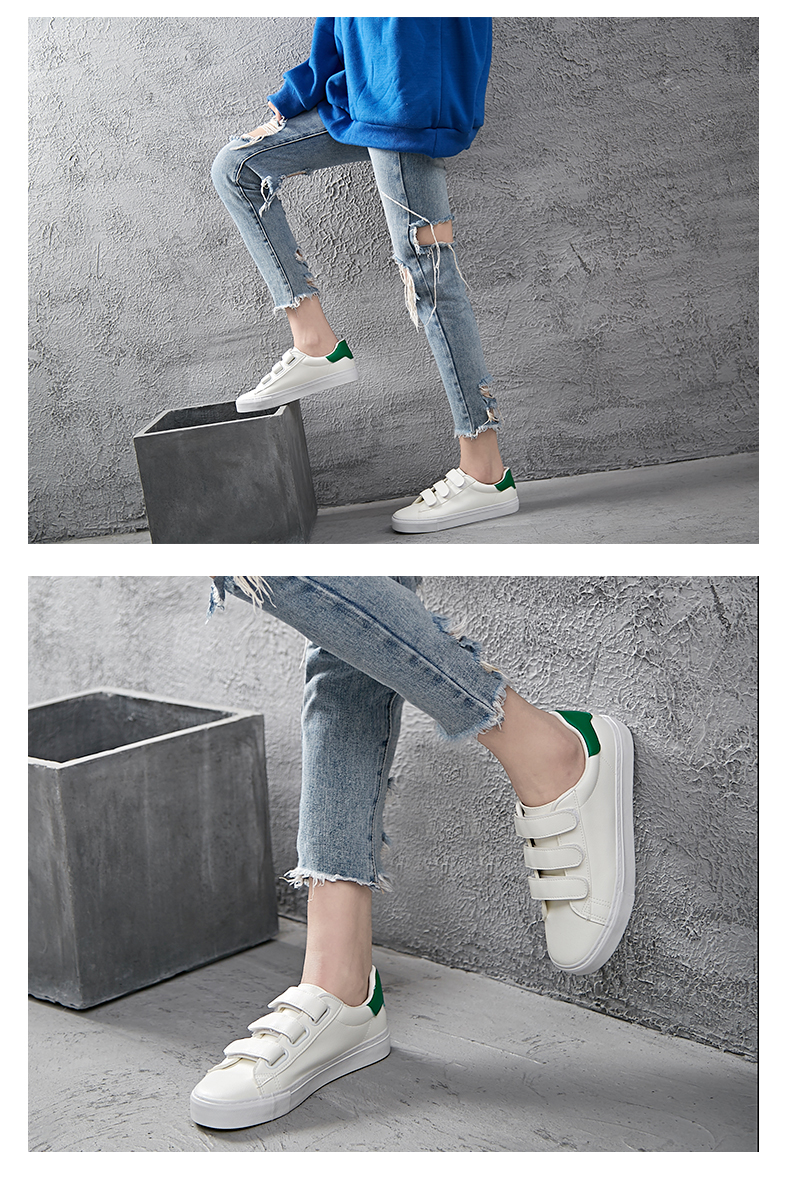 2018 new street beat Velcro giày trắng nữ phiên bản Hàn Quốc của giày vải hoang dã chic khóa giày ulzzang mẫu giầy nữ đẹp