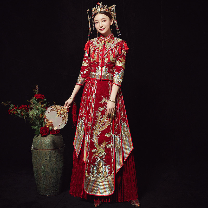 Dragon and Phoenix Hanging Xiuhe Clothes Bride 2020 New Wedding Dress Chinese Wedding Dress Xiuhe Clothes Slim Fit Toast Clothes