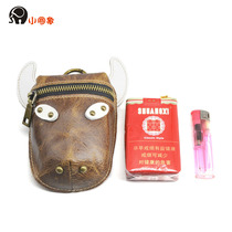 Small Round Elephant Niu Lunar New Years Key Pack Cigarette Packs Zero Money Bag Lighter Bags Small Purse Strings Headlayer Bull Leather Bull king
