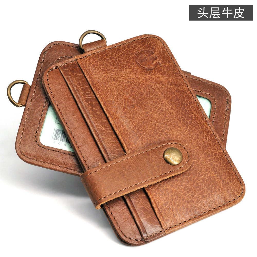 Small round elephant head layer cowhide card package Work card driving license set Driving license package VIP membership card set Work card set