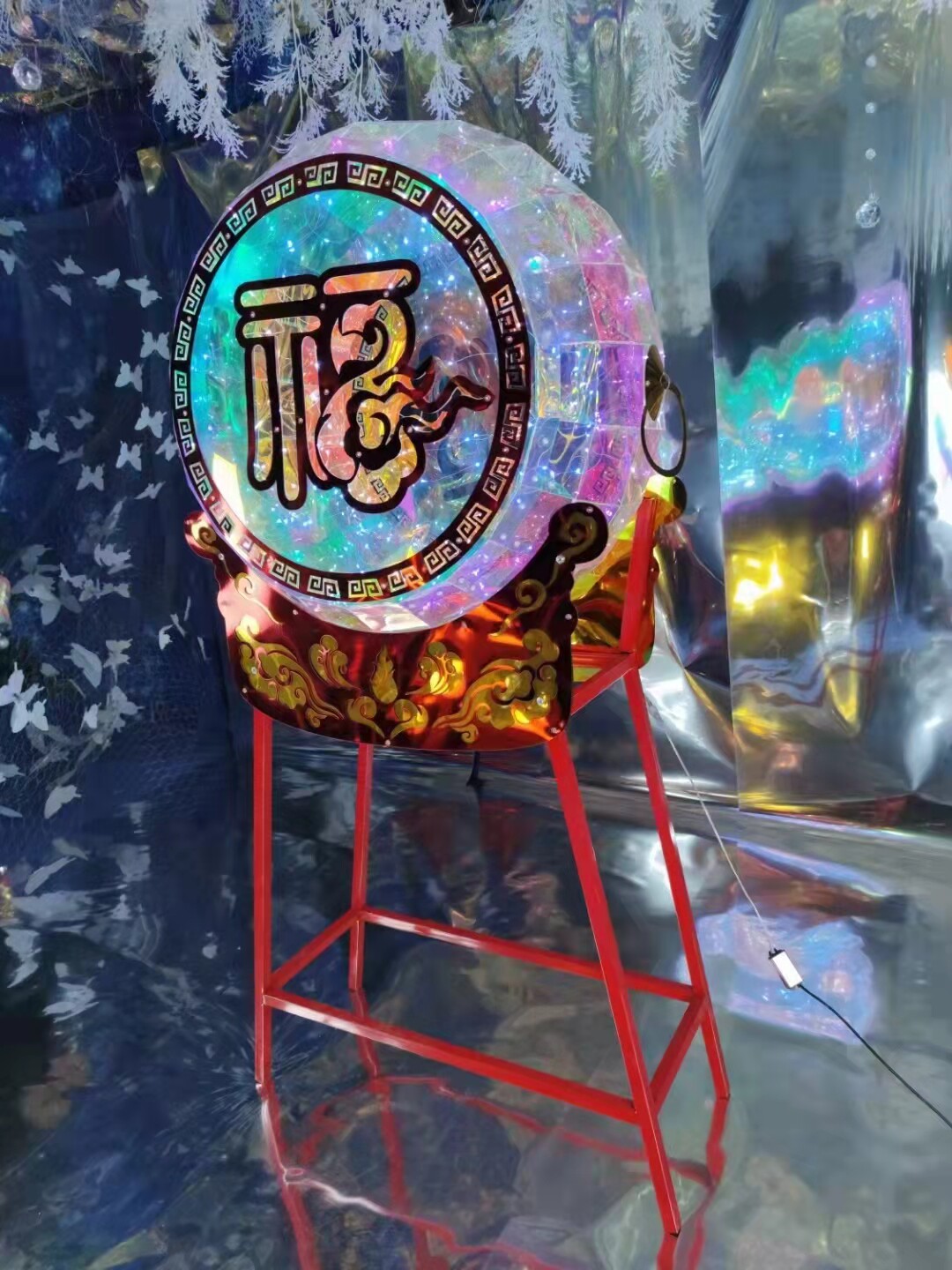 Laser Fiction China Drum Spring Beauty Chen Decoration Swing Accessories Creativity Commercial Space Beauty Chen Props Shop Window Display