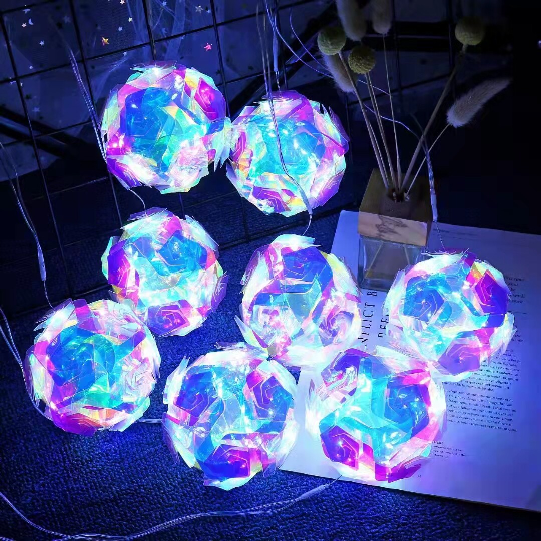Laser Magic Wind Rose Ball Spring New Year Glow Charm Outdoor Tree Lighting Decorative Pendant Pendant