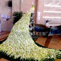 Mall Beauty Chen Outdoor Landscape Garden Windows Wedding Props Floral Green Plant Customize Silk Peacock Sculpture