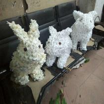 Spring Square Opening Beauty Chen Cubic Rabbit Silk Flower Styling Sculpture Floral Jade Rabbit Sculpture GRP Model