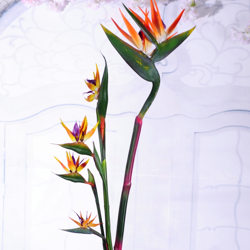 Simulation silk flower feel flower paradise bird strelitzia single living room display flower vase set decoration ornaments