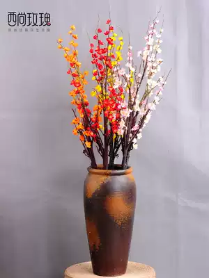 Single simulation plum blossom branch Peach blossom dry branch wax plum fake flower silk flower living room floor vase flower arrangement decoration decoration