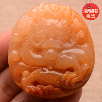 Yunnan natural A goods Yellow Dragon jade dragon brand Jade Pei chicken oil Yellow Dragon Phoenix Chengxiang pendant Jade Tenglong pendant