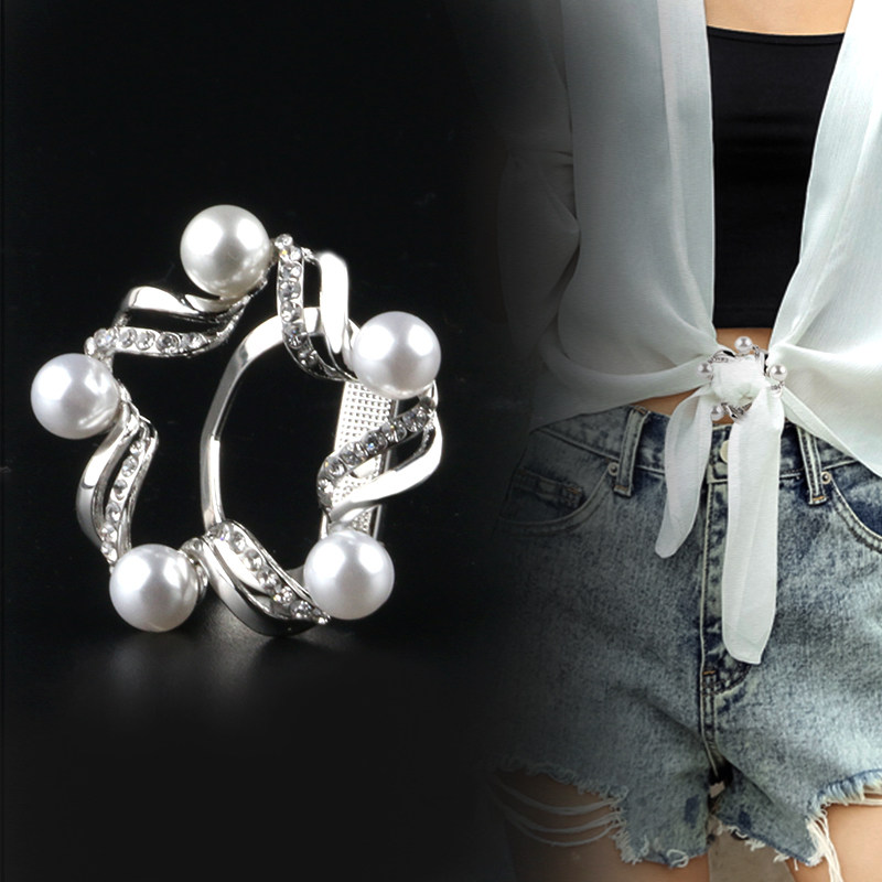 Han edition corner knife with knife and clothes T-shirt clothes button ring wipes accessories female pearl decoration metal