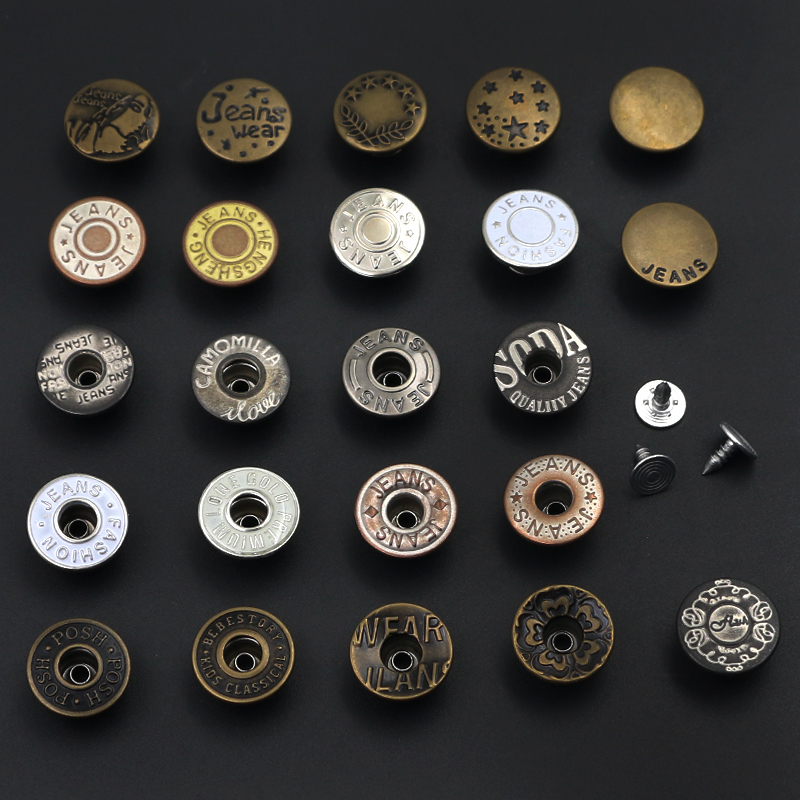 Metal Men's Jeans Denim Button Jacket I-Button Button Women's Baby Bag Pants Button Button Copper Pants Button Delivery Tool