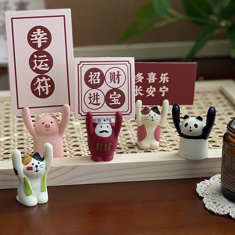 Ultra Cute Teenage Girl Hearts Convenience Stickup Desktop Message Clips Lift Cards Small Pig Photo Card Clips Pig Piglet Small Clip Hem