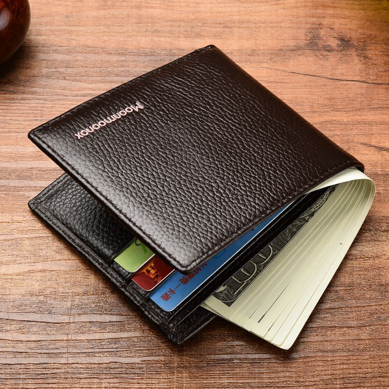 Real leather wallet Male Short money Business money clips Japan and South Korea Young students cross section Bull Leather Soft Leather Soft Leather Man Leather Clip Tide