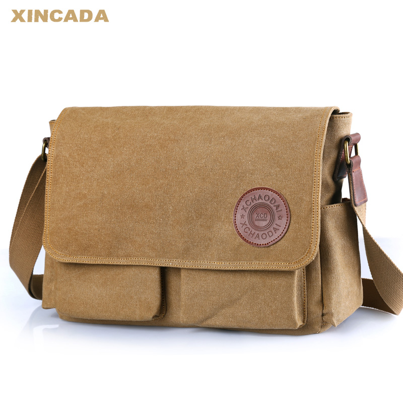 Men Casual Single Shoulder Bag Multifunction Skew Satchel Junior High School Student Bag Canvas Briefcase Bags Sport Postman