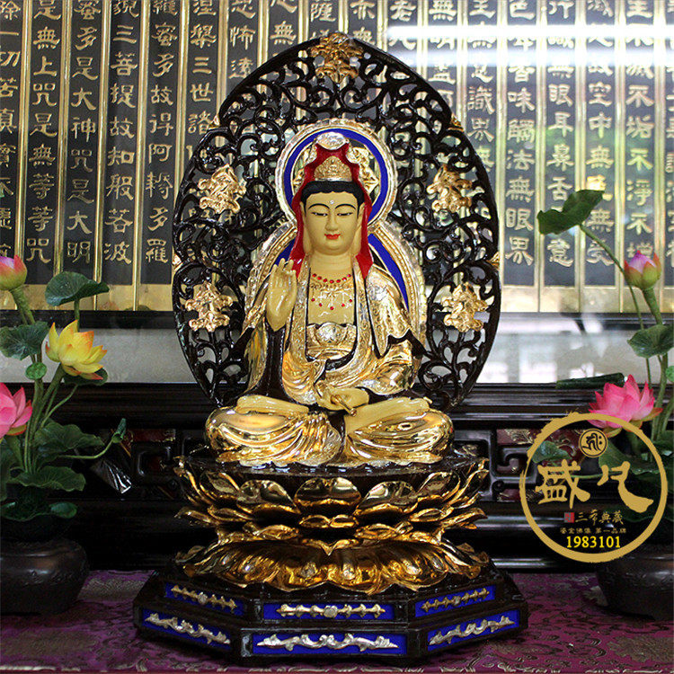 Taiwan's Shengfan Pure Copper Golden Buddha Statue of Guanyin BodhisattBodhisattBodhisattva Sant' Saba Three Saint-manufacturers Direct Sale
