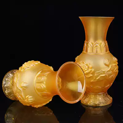 Glass vase for Buddha water purification bottle in front of Guanyin lotus vase living room Buddha flowers ornaments Buddha supplies