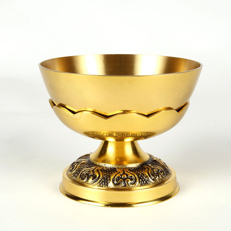 For the Buddha Lotus lamp bronze liquid body ghee lamp holder wick Oil floating fragrant oil lamp Guanyin Buddha Former Changming lamp Home Worship