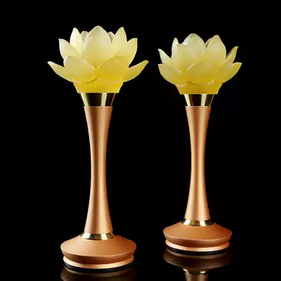 Taiwan ancient method colored glaze lotus lamp household pure copper for Buddha lamp colorful Buddha lamp led long light supply lamp lotus lamp