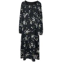 Three-color plus size womens clothing 2024 new autumn elegant French square neck floral chiffon dress mid-length fat MM