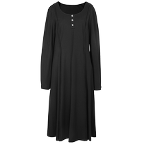 Tricolor plus size womens clothing 2024 spring new elegant French little black dress round neck dress mid-length fat MM