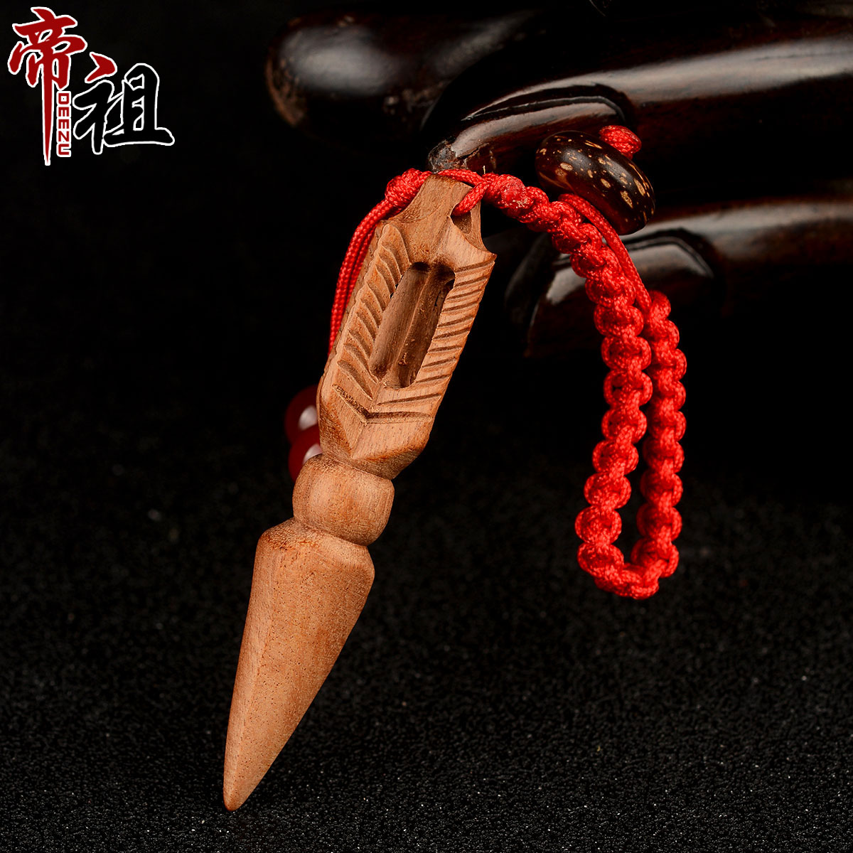 Emperor peach wood vajra pendant size number carry-on pendant Wood carving handle keychain pendant lanyard