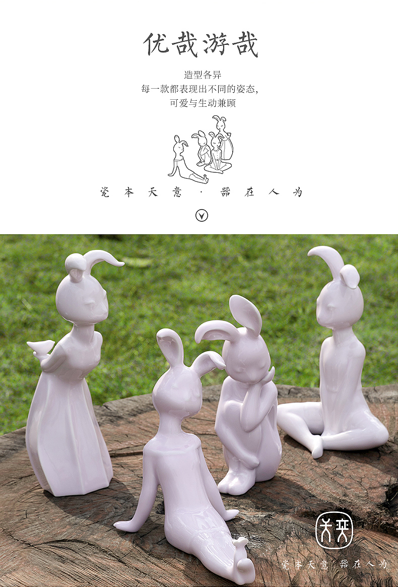 "Miss rabbit" jingdezhen ceramic express bunny girls bedroom adornment creative home furnishing articles night stand